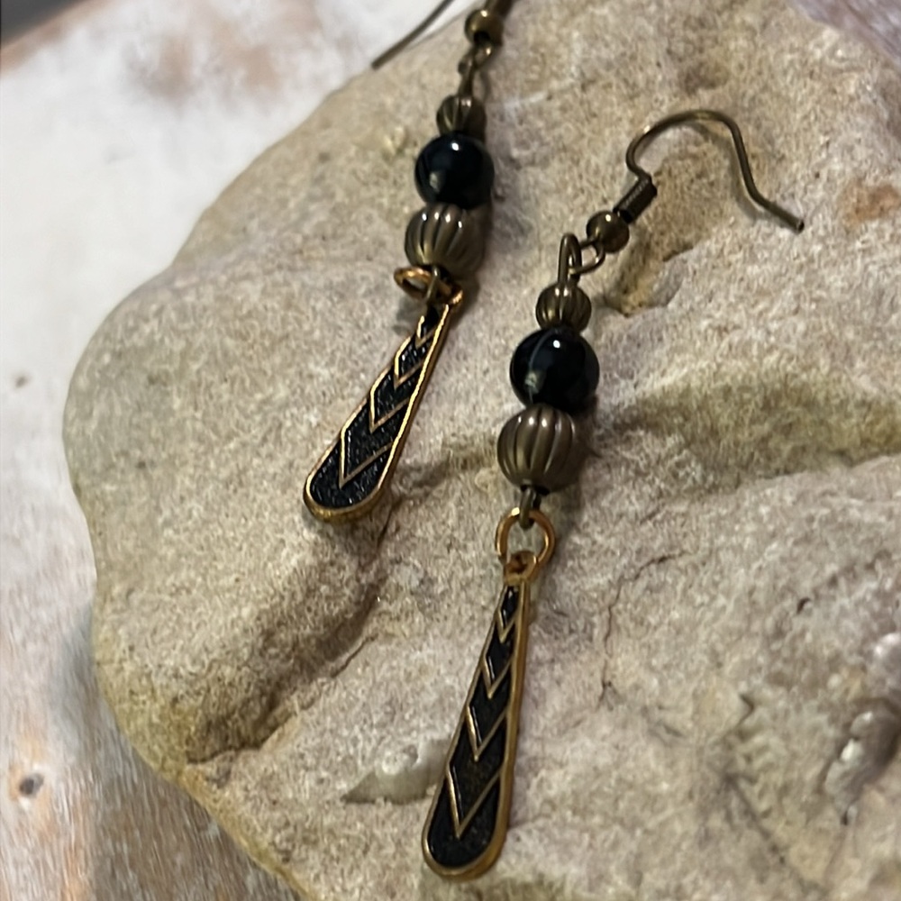 Black Agate Art Deco Earrings.